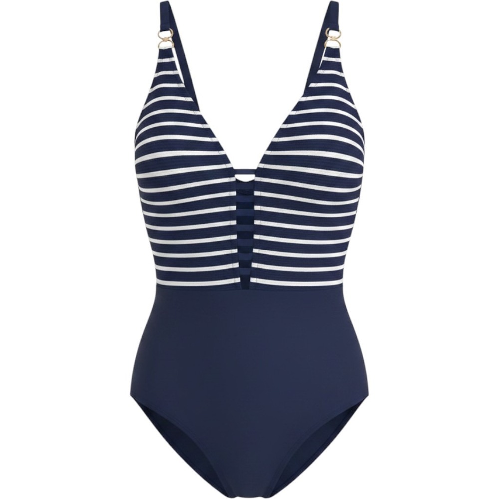 La Blanca Navy Blue/White One-piece Swimsuit Size 10 stripped capri